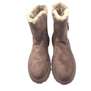 F&8 Bootie Brown Kahki Suede Side Zip - Lined Size 9.5 based on measurents